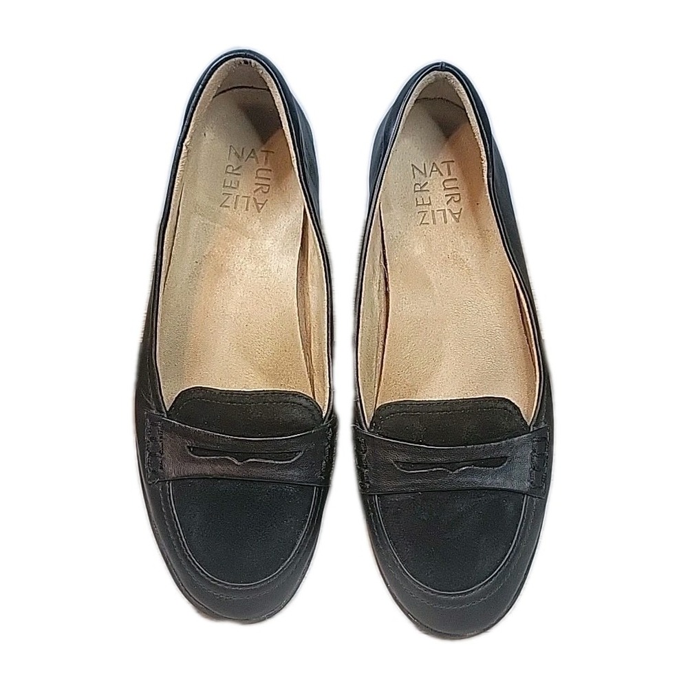 Naturalizer Finley Ballerina Flat Black Leather Penny Loafers 7.5